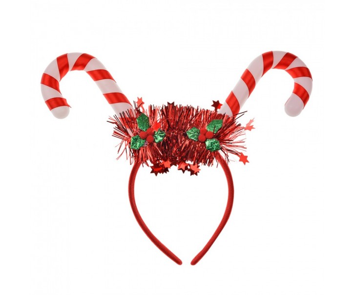 Christmas Headband 28x3x23 Cm Red Plastic Candy Cane Christmas - Kerstmis Clayre & Eef