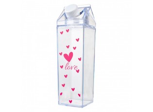 Water Bottle 500 Ml Transparent Plastic Hearts - 500 ml