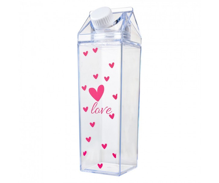 Water Bottle 500 Ml Transparent Plastic Hearts - 500 ml Clayre & Eef