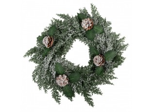 Zelený vánoční věnec se šiškami Christmas Wreath - Ø 40 * 5 cm