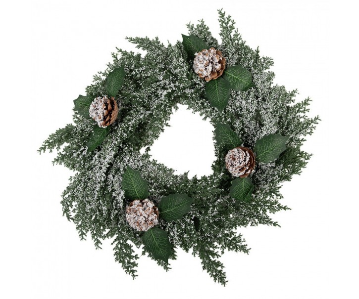 Zelený vánoční věnec se šiškami Christmas Wreath - Ø 40 * 5 cm