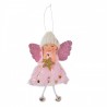 Růžová látková závěsná dekorace anděl s hvězdičkou - 8*3*15 cm