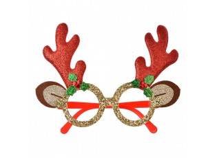 Christmas Glasses 19x3x15 Cm Red Gold Colored Plastic Christmas Decoration - 19*3*15 cm