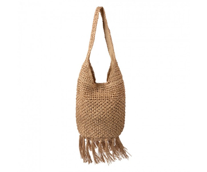 Hnědá plážová taška kabelka s třásněmi Beach Bag - 35*17*35 cm