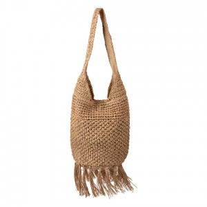 Hnědá plážová taška kabelka s třásněmi Beach Bag - 35*17*35 cm