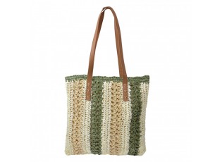 Béžovo-zelená plážová taška kabelka Beach Bag - 36*2*40 cm