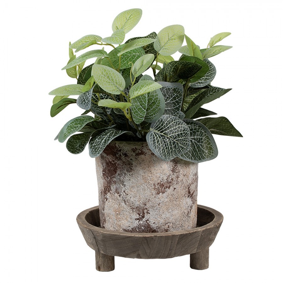 Hnědá antik dřevěná dekorační miska / podnos S - Ø 22*7 cm