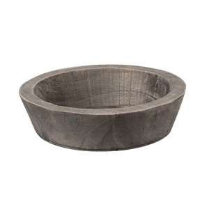 Hnědá antik dřevěná dekorační miska - Ø 15*4 cm 