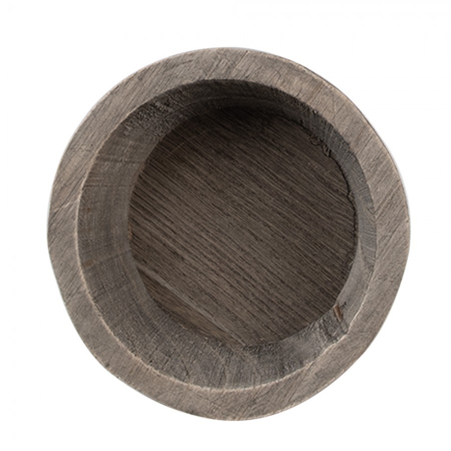 Hnědá antik dřevěná dekorační miska - Ø 15*4 cm 