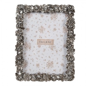 Stříbrný antik fotorámeček s květy - 17*2*21/ 13*18 cm