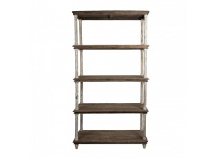 Bílo-hnědý antik dřevěný konzolový regál Bookrino - 110*40*210 cm