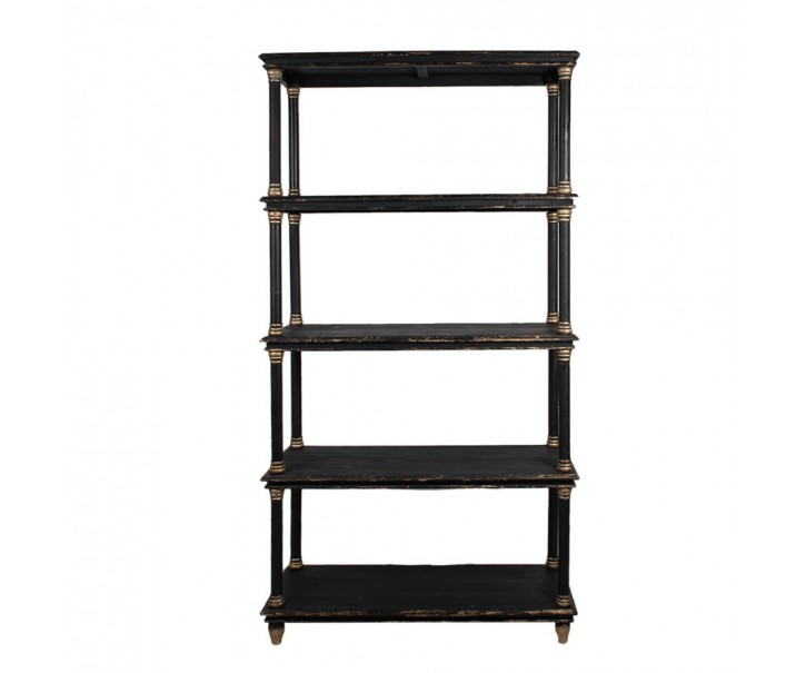Černo-zlatý antik dřevěný konzolový regál Bookrino - 110*40*210 cm Clayre & Eef