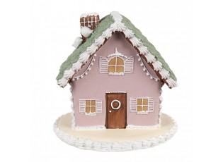 Růžová vánoční perníková chaloupka Gingerbread House - 13*13*12 cm