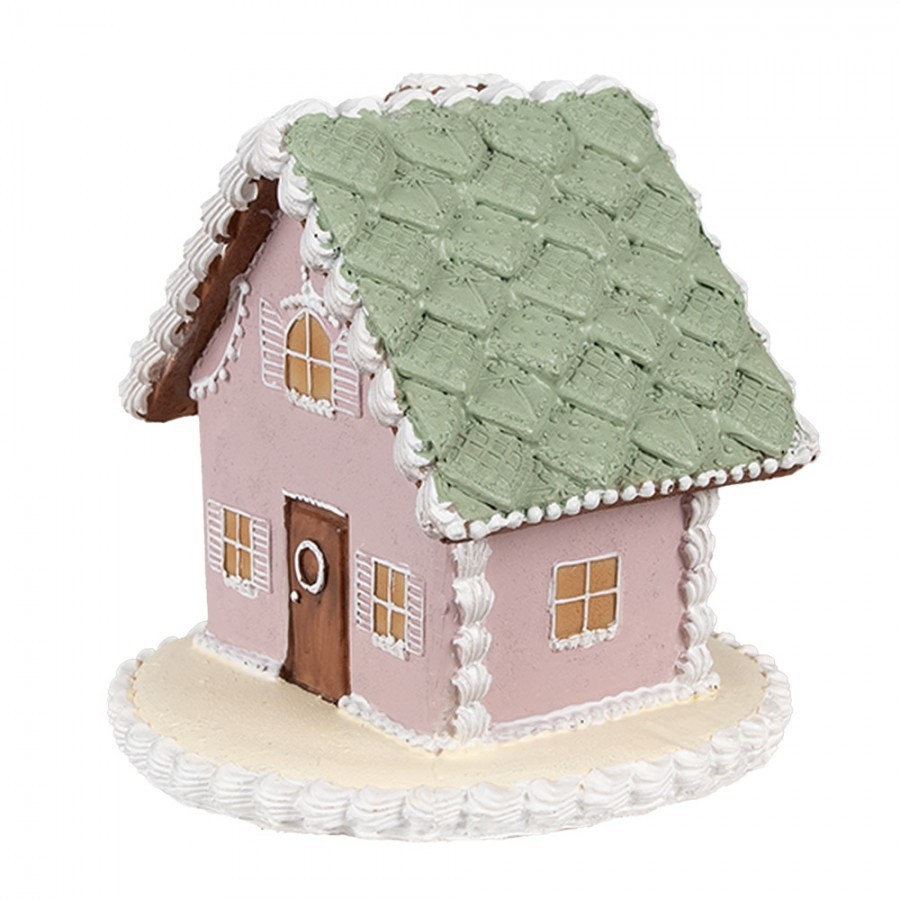 Růžová vánoční perníková chaloupka Gingerbread House - 13*13*12 cm