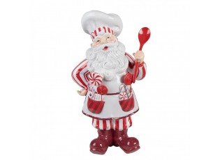 Bílo-červená dekorace figurína Santa Claus kuchař - 26*20*47 cm