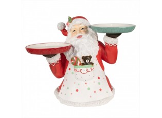 Bílo-červená dekorace figurína Santa Claus s podnosy - 55*33*44 cm