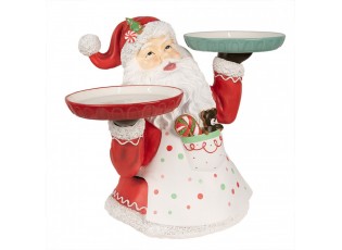 Bílo-červená dekorace figurína Santa Claus s podnosy - 55*33*44 cm