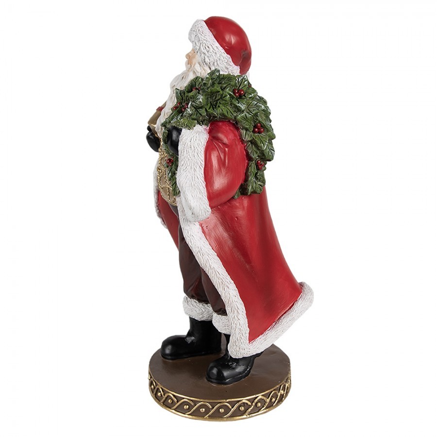 Červená vánoční dekorace Santa s dárkem - 13*10*23 cm