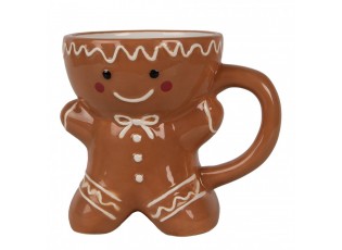 Hnědý keramický hrnek Perníček Gingerbread - 13*9*11 cm / 325 ml