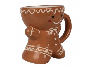 Hnědý keramický hrnek Perníček Gingerbread - 13*9*11 cm / 325 ml