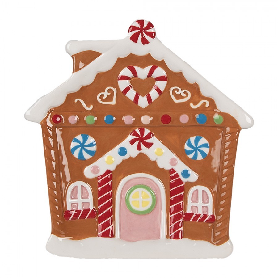 Dezertní keramický talířek perníková chaloupka Gingerbread House - 20*21*2 cm