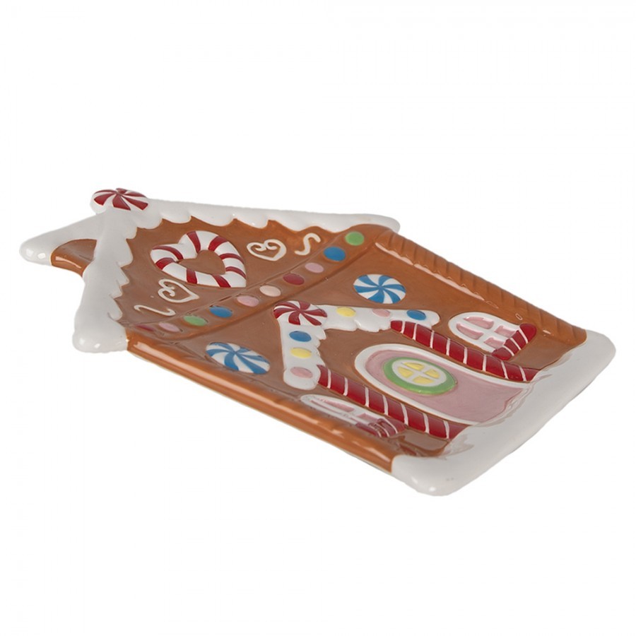 Dezertní keramický talířek perníková chaloupka Gingerbread House - 20*21*2 cm