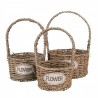3ks pletený košík s uchy Flower - Ø 22*12/32 / Ø 19*11/27 / Ø 16*10/24 cm