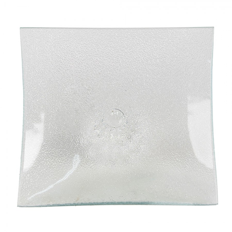 Transparentní skleněný servírovací podnos/ mísa na noze - 19*19*7 cm