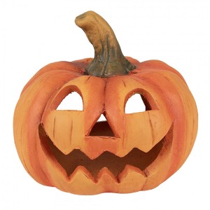 Oranžová keramická dekorace dýně Halloween - Ø 23*18 cm 