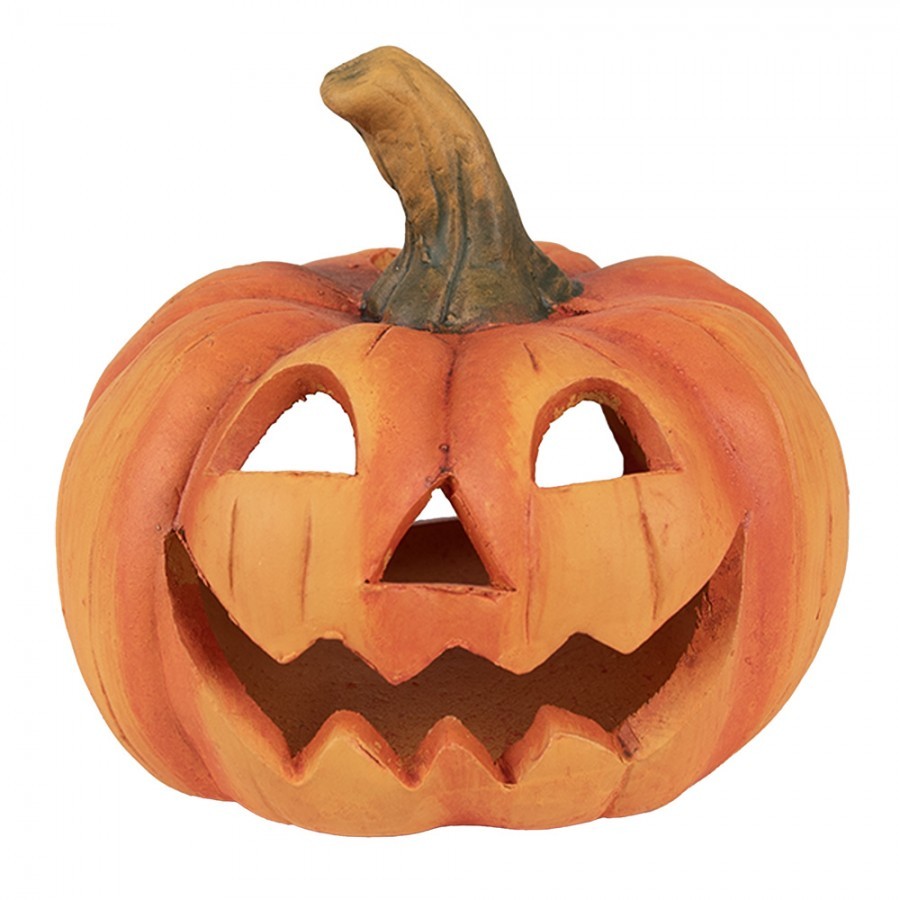 Oranžová keramická dekorace dýně Halloween - Ø 23*18 cm 