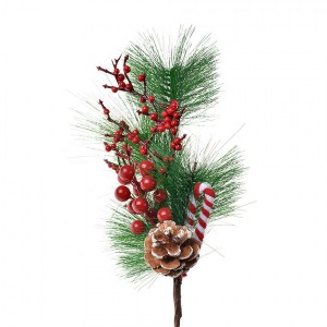 Dekorace zápich vánoční větvička se šiškou - 12*9*39 cm