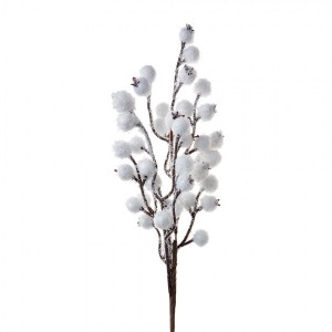 Bílá dekorace vánoční větvička - 10*5*42 cm