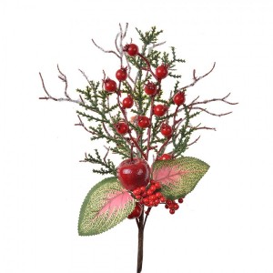 Dekorace zápich vánoční větvička se šípky a jablíčkem - 16*6*37 cm