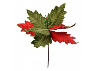 Dekorace zápich červeno-zelená květina vánoční hvězda Poinsettia - Ø 26*28 cm