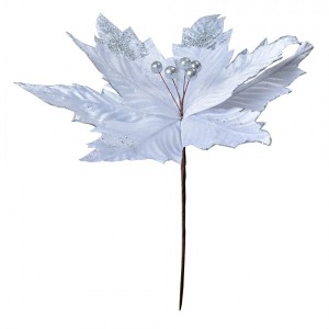 Dekorace zápich květina bílá vánoční hvězda Poinsettia - Ø 34*38 cm