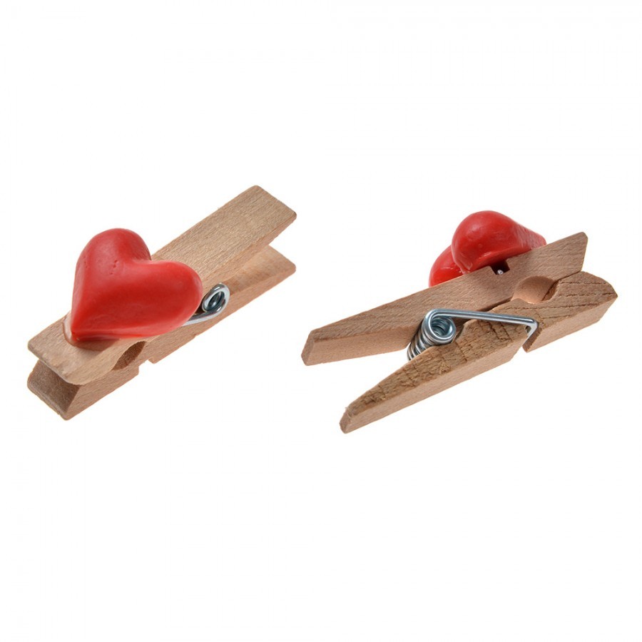 Set 8ks malý dřevěný kolíček se srdíčkem - 1*2*3 cm
