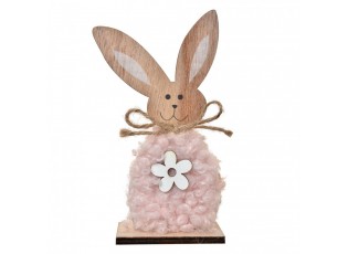 Decorative Figurine Rabbit 14 Cm Brown Pink Wood - 6*4*14 cm