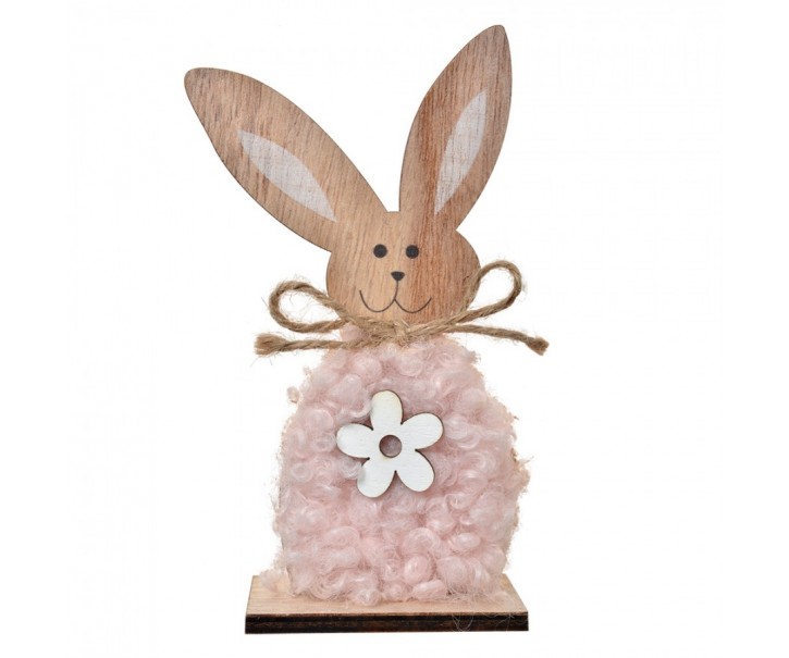 Decorative Figurine Rabbit 14 Cm Brown Pink Wood - 6*4*14 cm Clayre & Eef
