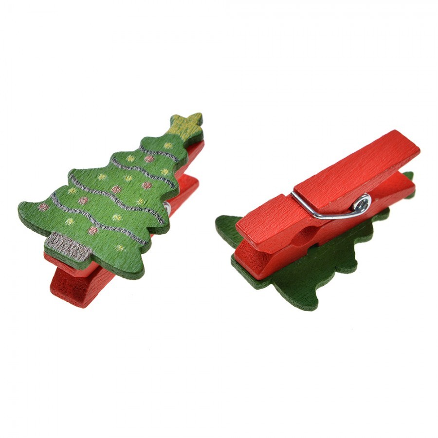 Set 8ks malý dřevěný kolíček se stromkem - 2*1*4 cm