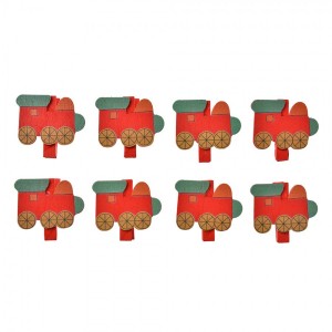 Set 8ks malý dřevěný kolíček s mašinkami - 4*1*3 cm