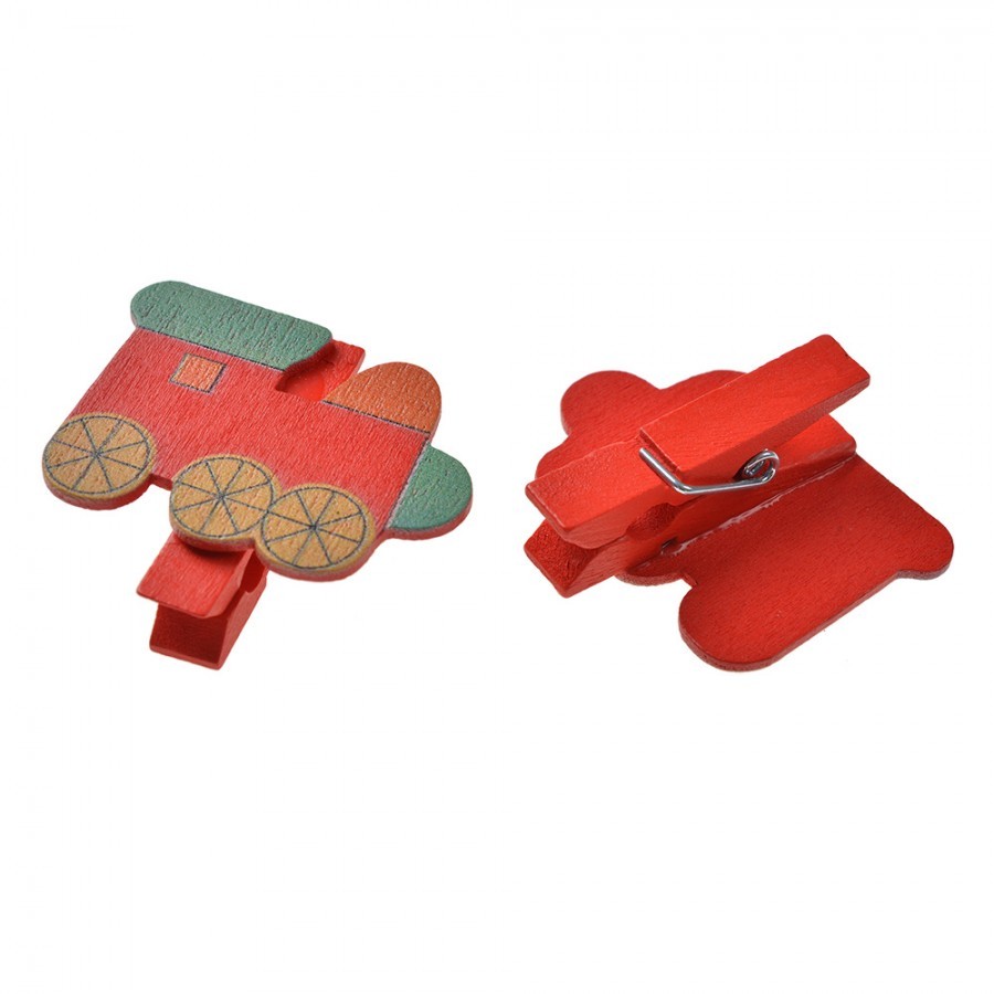 Set 8ks malý dřevěný kolíček s mašinkami - 4*1*3 cm