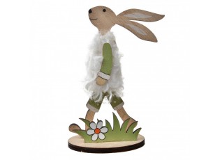 Decorative Figurine Rabbit 11 Cm Brown Green Wood - 7*4*11 cm