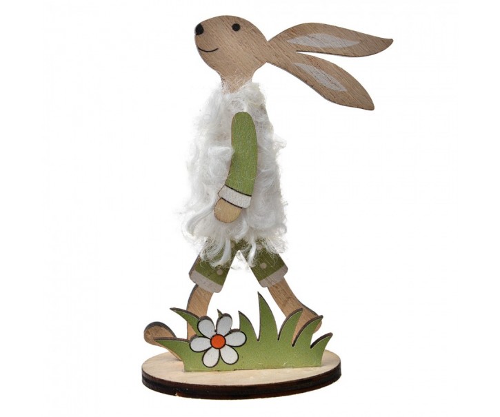 Decorative Figurine Rabbit 11 Cm Brown Green Wood - 7*4*11 cm Clayre & Eef
