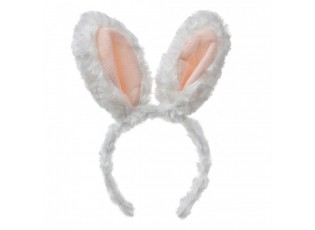 65686 Headband 13x3x27 Cm White Plastic Rabbit - 13*3*27 cm