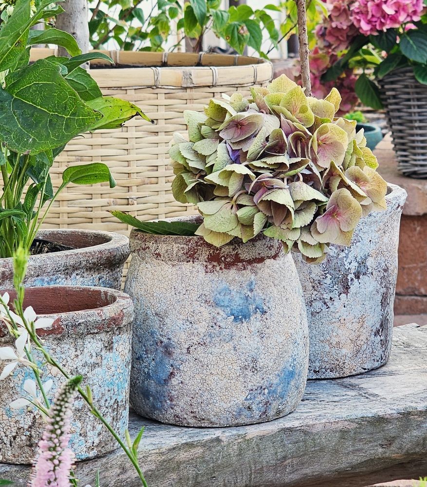 Dekorativní béžovo-hnědý antik terakotový květináč Teracci - Ø 14 * 14 cm