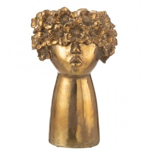 Zlatý antik květináč hlava ženy NebuFlower - 21*18*35 cm