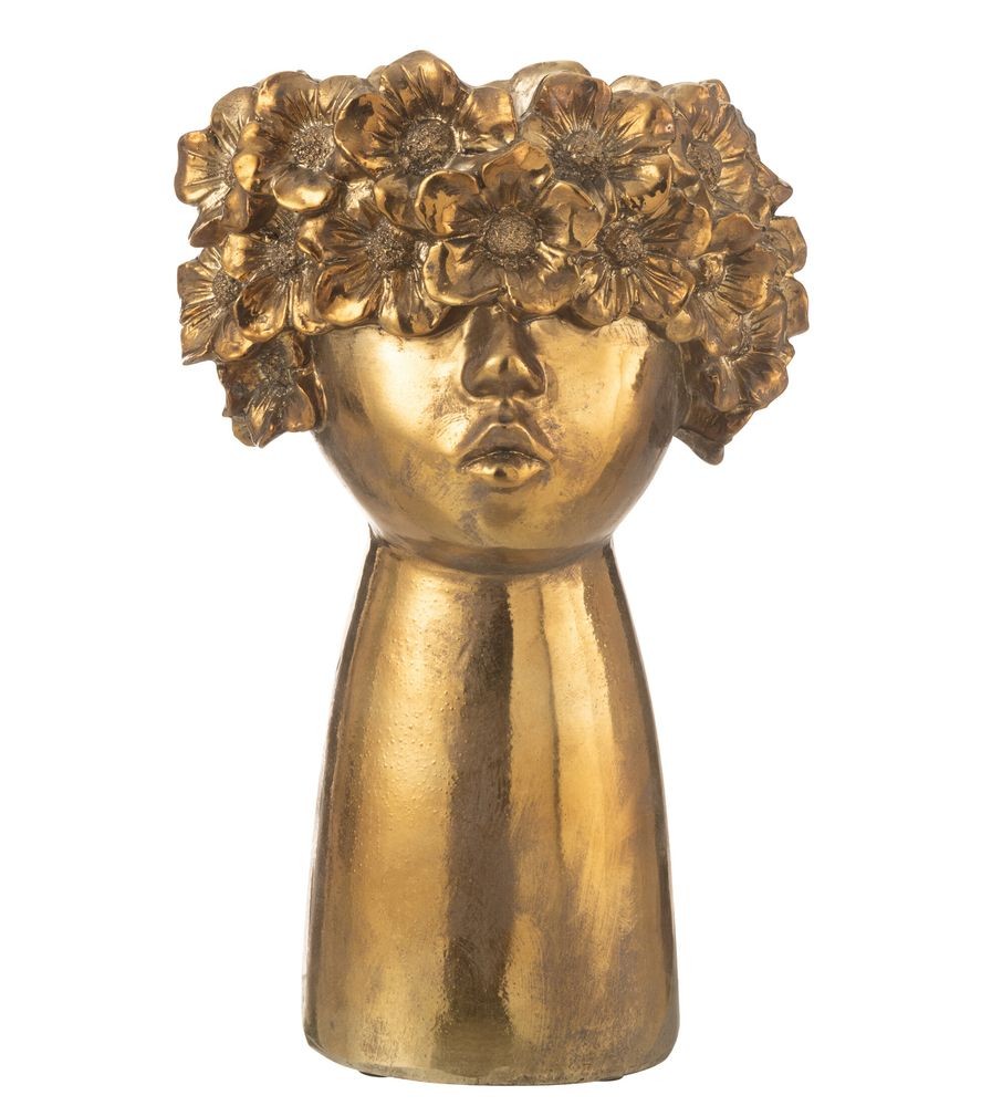 Zlatý antik květináč hlava ženy NebuFlower - 21*18*35 cm