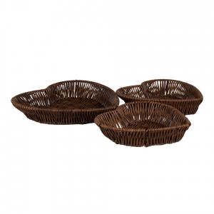 Set 3ks hnědý proutěný košík ve tvaru srdce - 28*25*5 / 25*23*5 / 22*21*5 cm