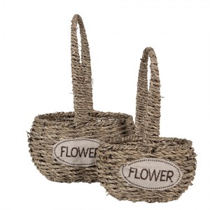 2ks pletený košík s uchy Flower - 20*16*11/28 / 16*12*9/23 cm