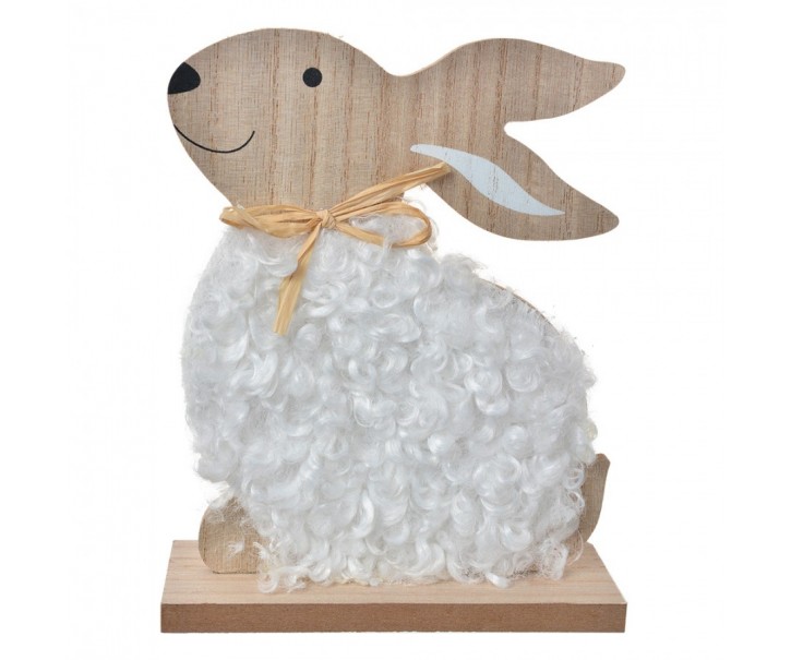 Decorative Figurine Rabbit 14x5x17 Cm Brown White Wood Textile - 14*5*17 cm Clayre & Eef